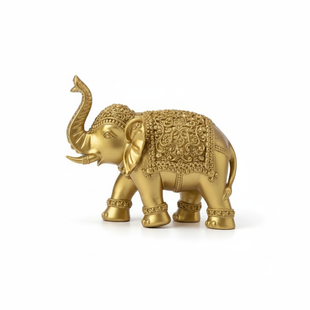 Regal Golden Elephant Statue
